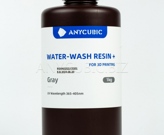 Фото 3 - Сіра Фотополімерна Смола що змивається водою | Anycubic Water-Wash Resin+ Gray 1кг